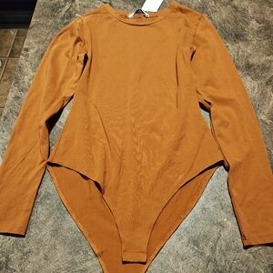 Elegant Terracotta Long Sleeve Bodysuit